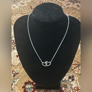 James Avery Double Heart Interlocking Linked Pendant Necklace Sterling Silver